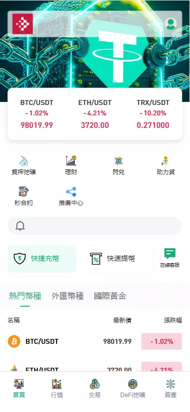 多语言交易所源码电脑手机版可打包app支持秒合约+币币+国际黄金+U本位合约+DeFi挖+盗u无提示+可开关盗u功能